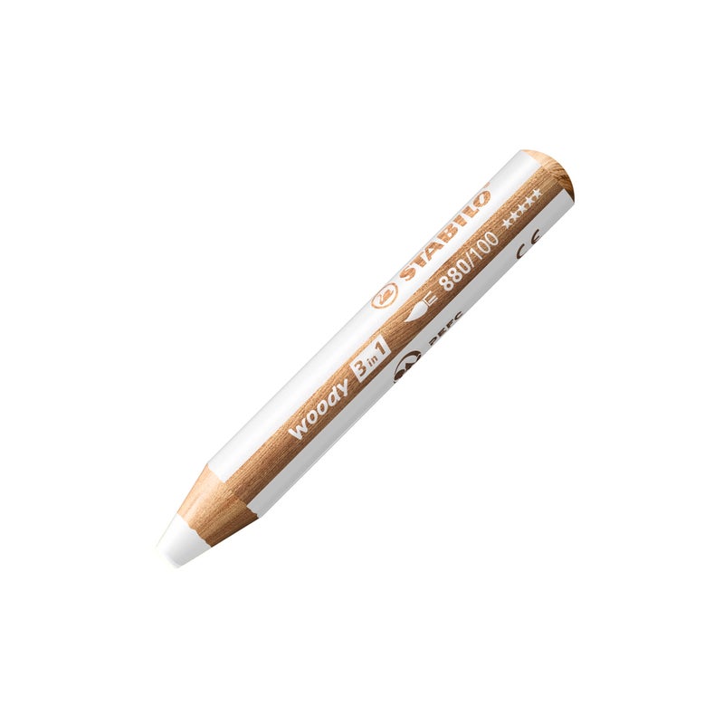 STABILO Multi-talented Pencil woody 3-in-1 - Single Pencil - White - Image 1